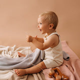 Short knitted baby romper in organic cotton - Jakopina