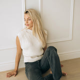 Premium Women's Organic Cotton Crewneck Knit Vest | GOTS Certified Yarn