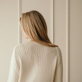 Rebrast pulover iz ekstra fine Merino volne