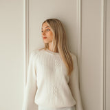 Rebrast pulover iz ekstra fine Merino volne