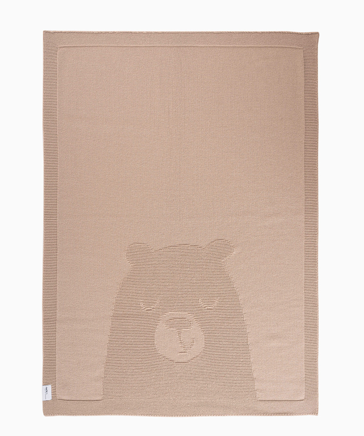 Jakopina Merino Wool Bear Baby Blanket – 100% extra-fine Merino wool knitted throw in natural shades.