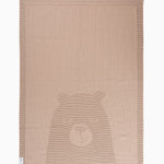 Jakopina Merino Wool Bear Baby Blanket – 100% extra-fine Merino wool knitted throw in natural shades.